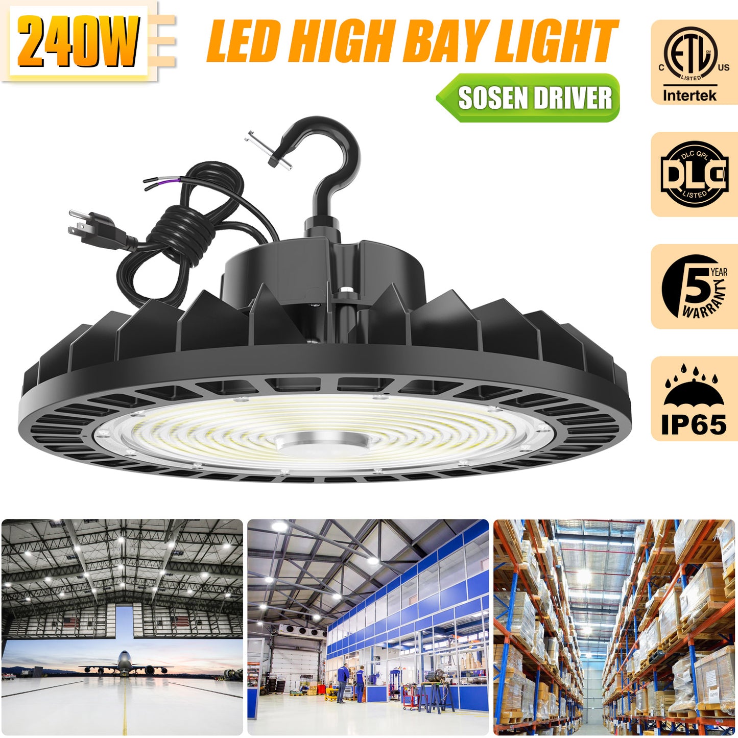 240W UFO LED High Bay Light 2 Pack
