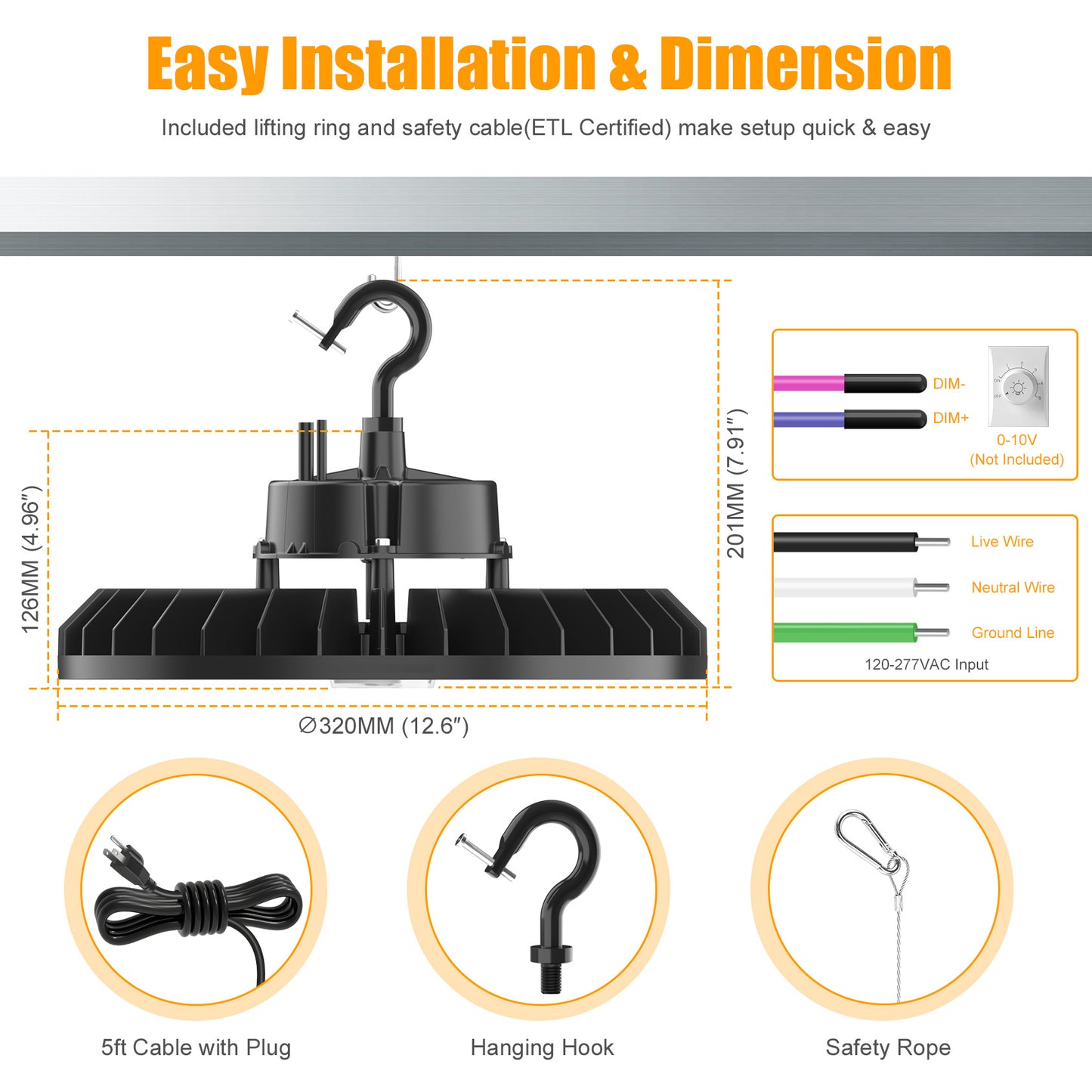 240W UFO LED High Bay Light 2 Pack